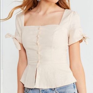 Urban outfitters Square-Neck Button-Down Linen Top